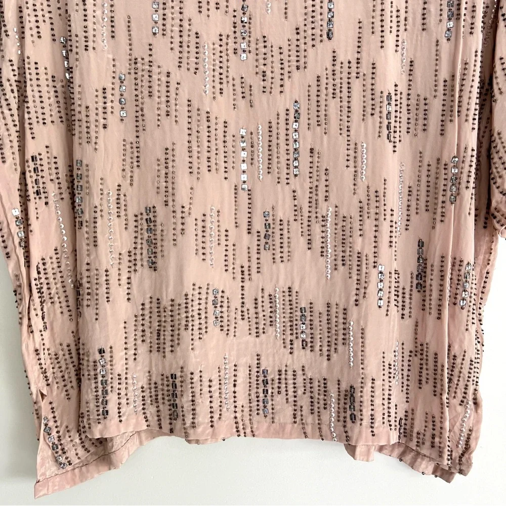 ANTHROPOLOGIE x Velvet Jonelle Beaded Sequins Viscose Boho Top Blouse Sz M NWT - Picture 3 of 14